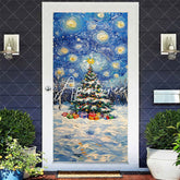 Aperturee - Aperturee Abstract Starry Sky Xmas Tree Christmas Door Cover